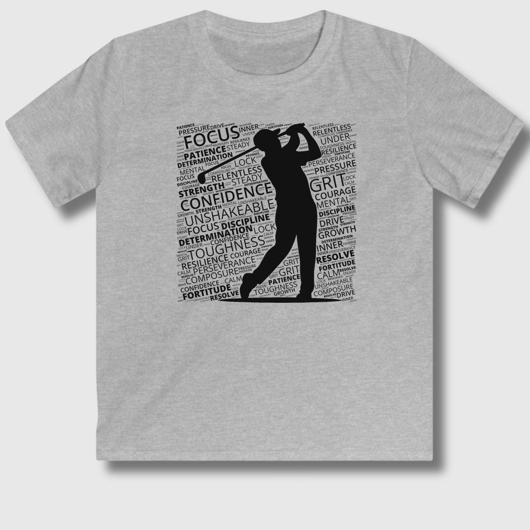 Unleash Your Mental Game (Male) - Youth Golf T-Shirt in Sport Grey