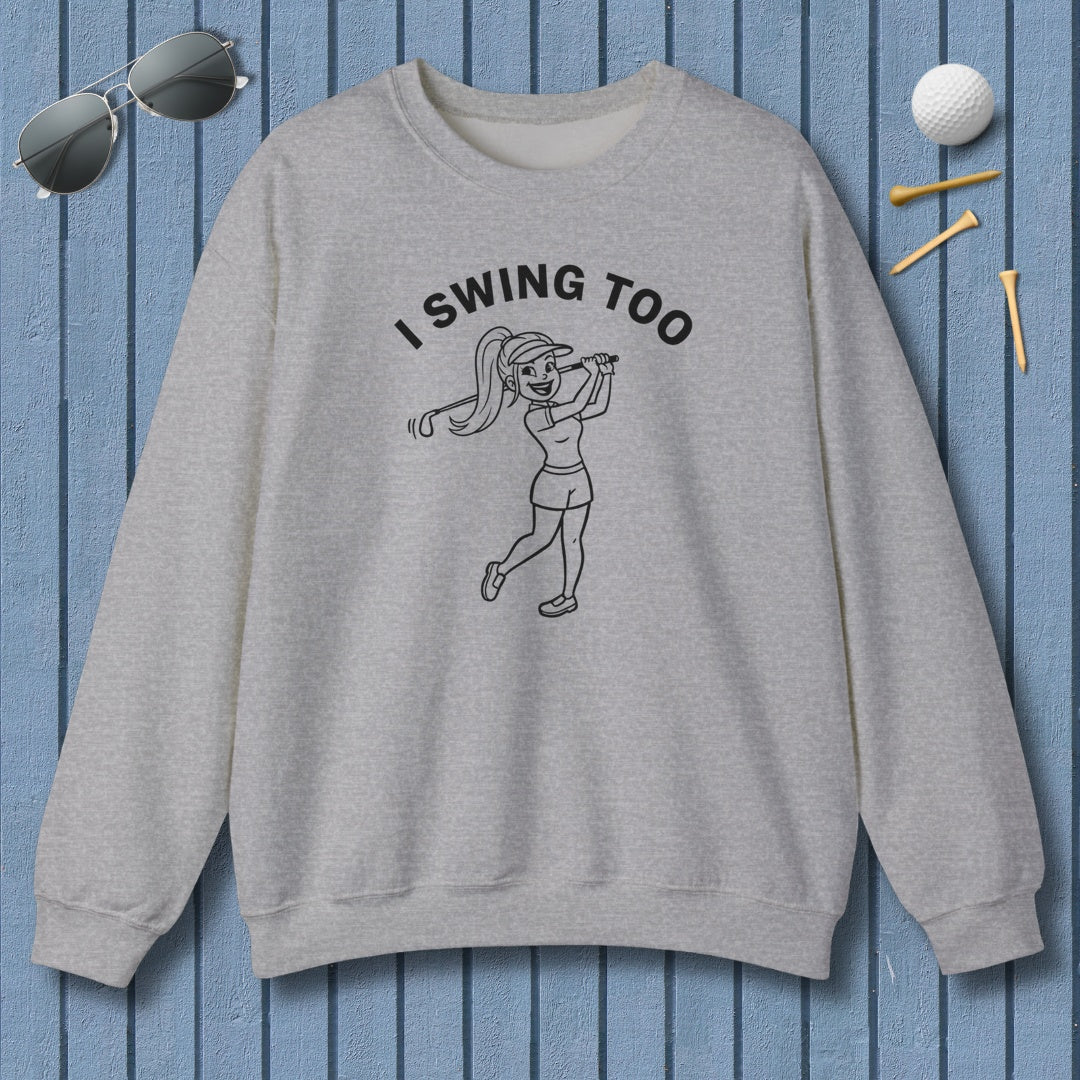 Retro I SWING TOO  - Adult Golf Sweatshirt in Sport Grey