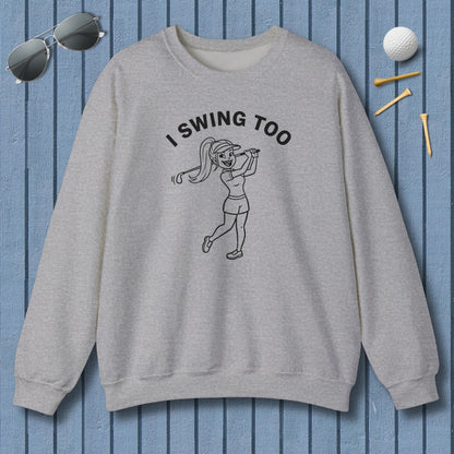 Retro I SWING TOO  - Adult Golf Sweatshirt in Sport Grey