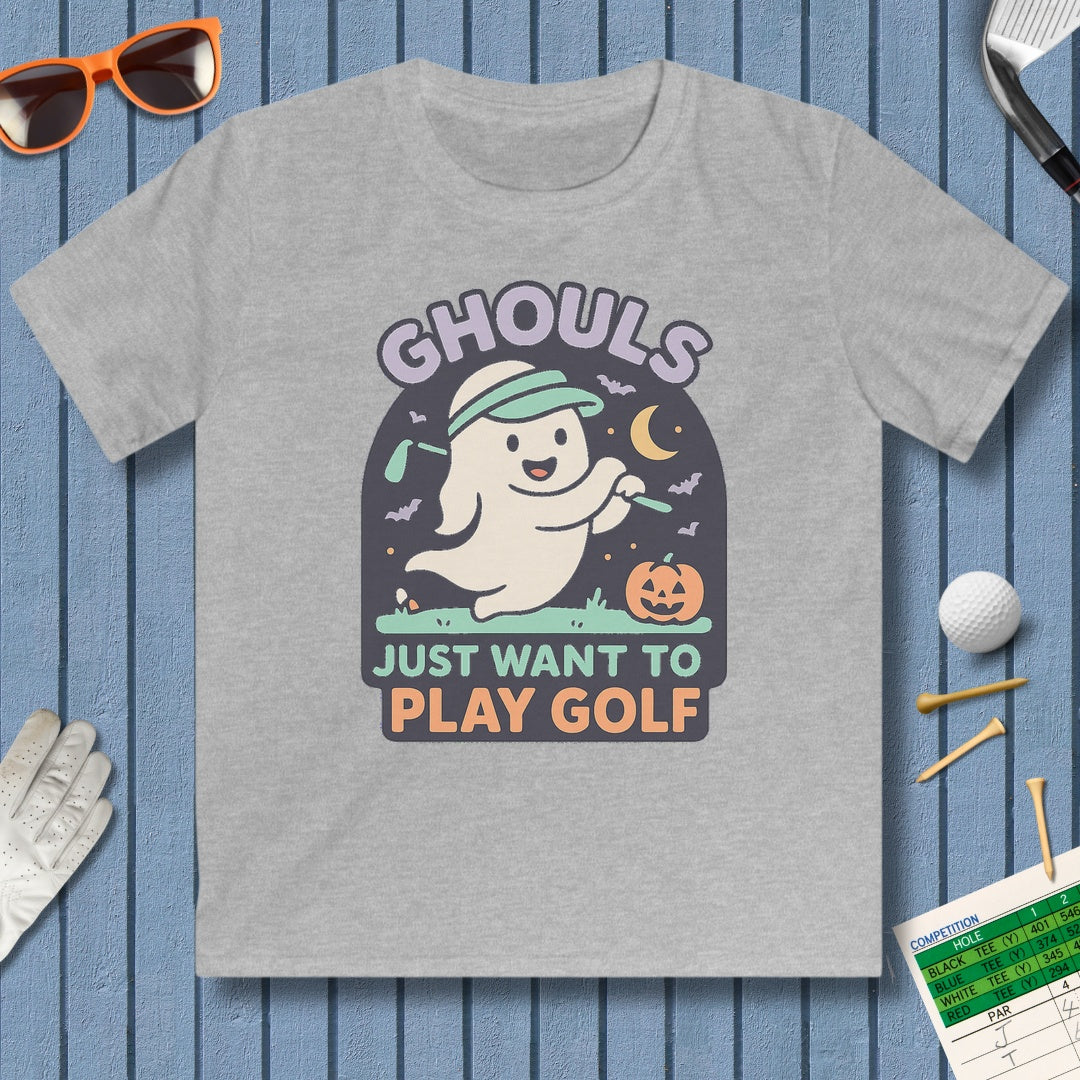 Ghouls Just Wanna Play Golf - Youth Golf T-Shirt in Sport Grey