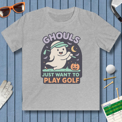 Ghouls Just Wanna Play Golf - Youth Golf T-Shirt in Sport Grey