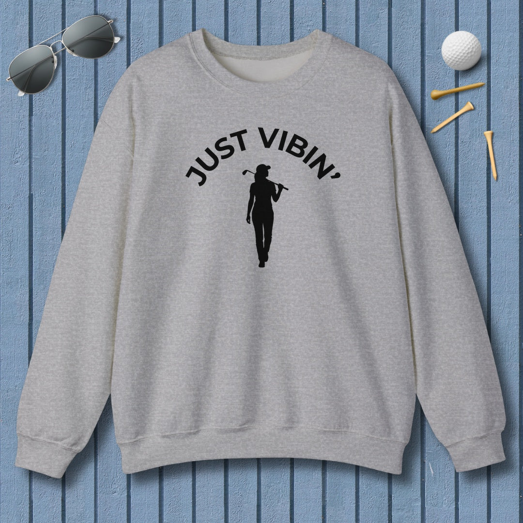Just Vibin' - Women's - Adult Golf Sweatshirt in Sport Grey