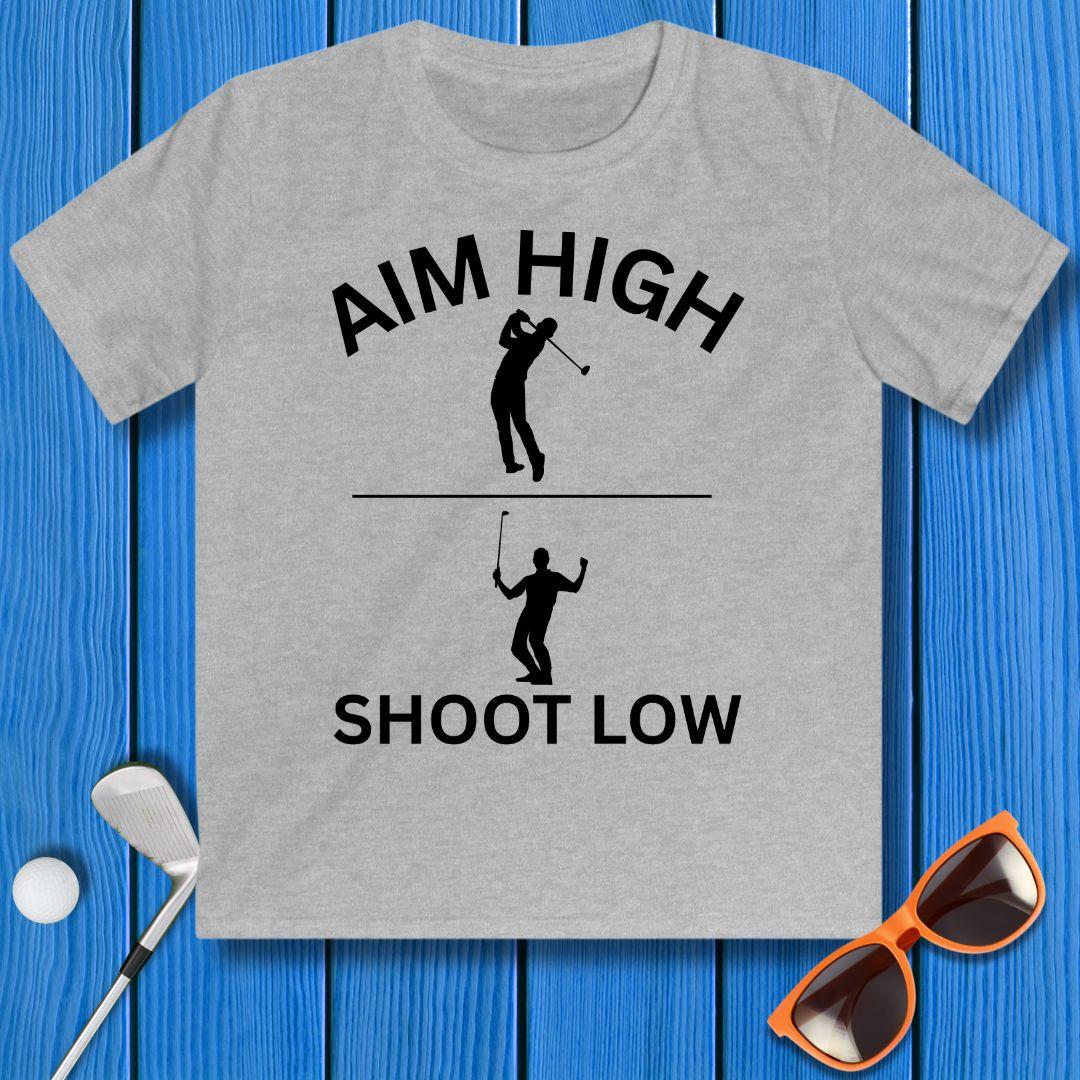 Aim High - Shoot Low - Boy - Youth in Sport Grey, great for casual wear. Find more fun golf focused products at oneforetheages.com