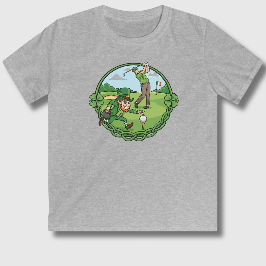 The Leprechaun Stole My Ball! - Youth Golf T-Shirt in Sport Grey