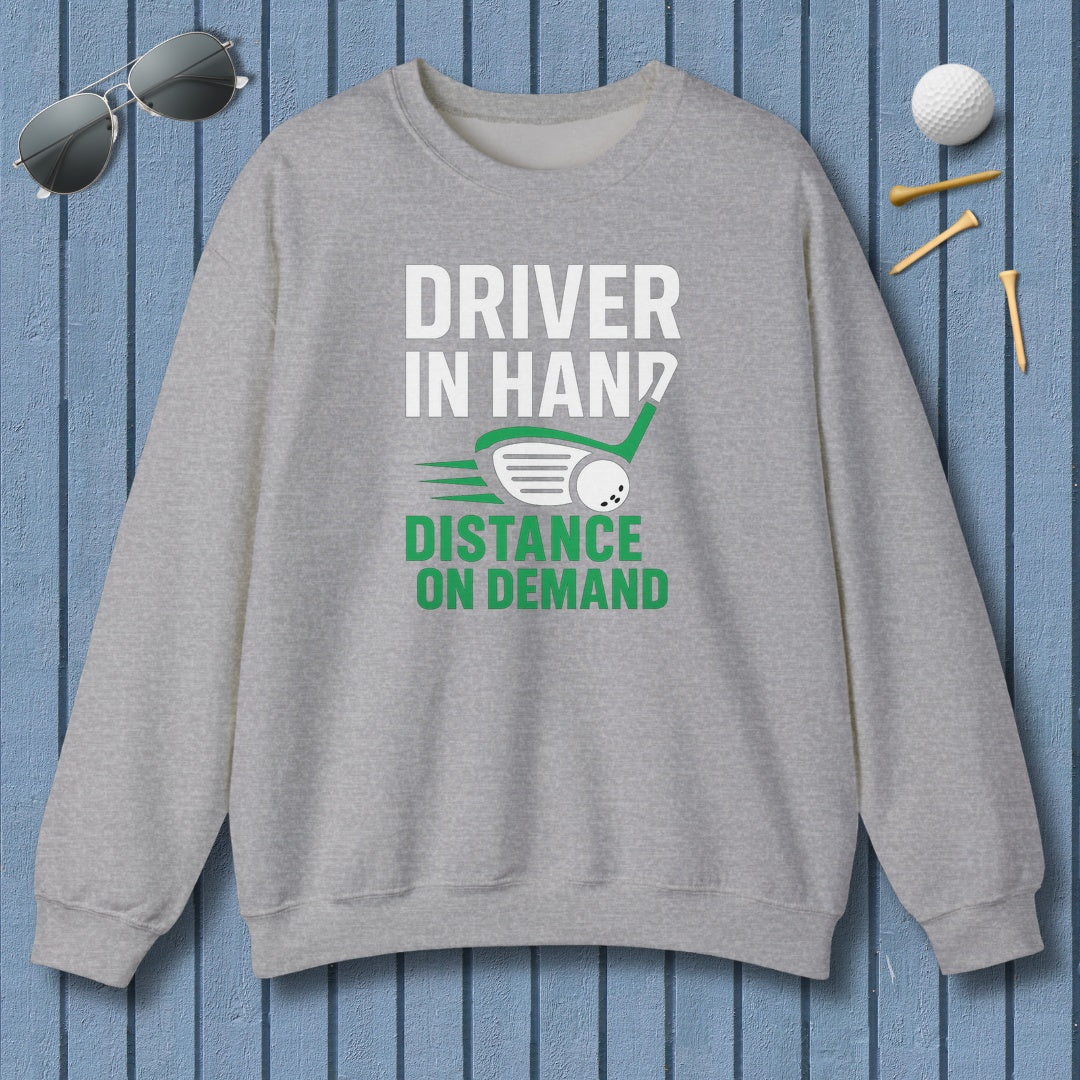 Driver in Hand - Distance on Demand - Adult Golf Sweatshirt in Sport Grey