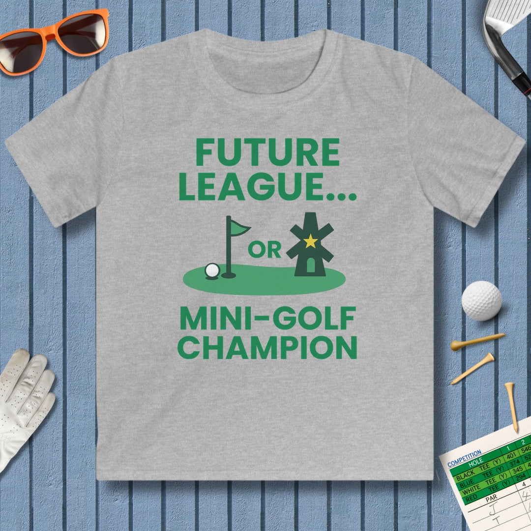 Future League or Mini-Golf Champion - Youth Golf T-Shirt in Sport Grey
