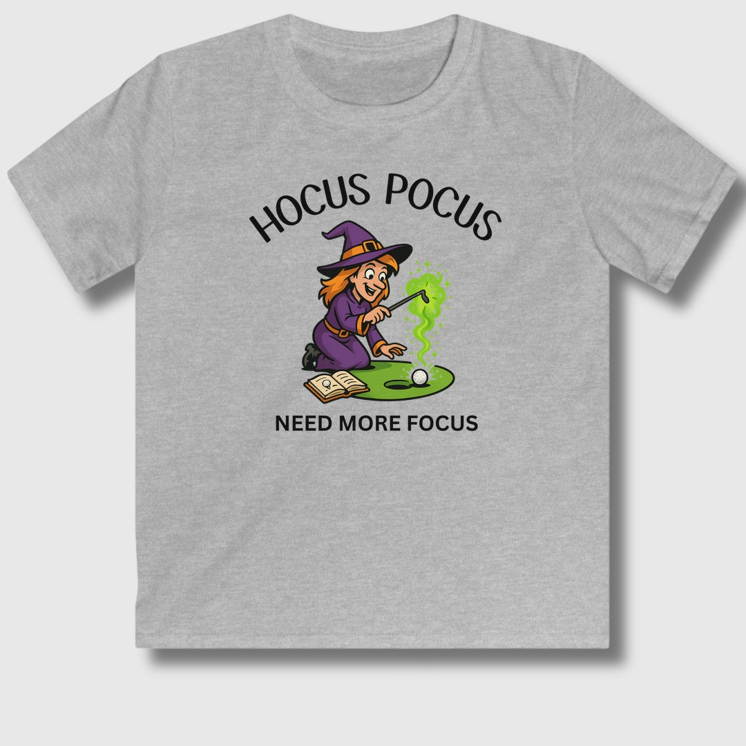 Hocus Pocus, Need More Focus - Youth Golf T-Shirt in Sport Grey