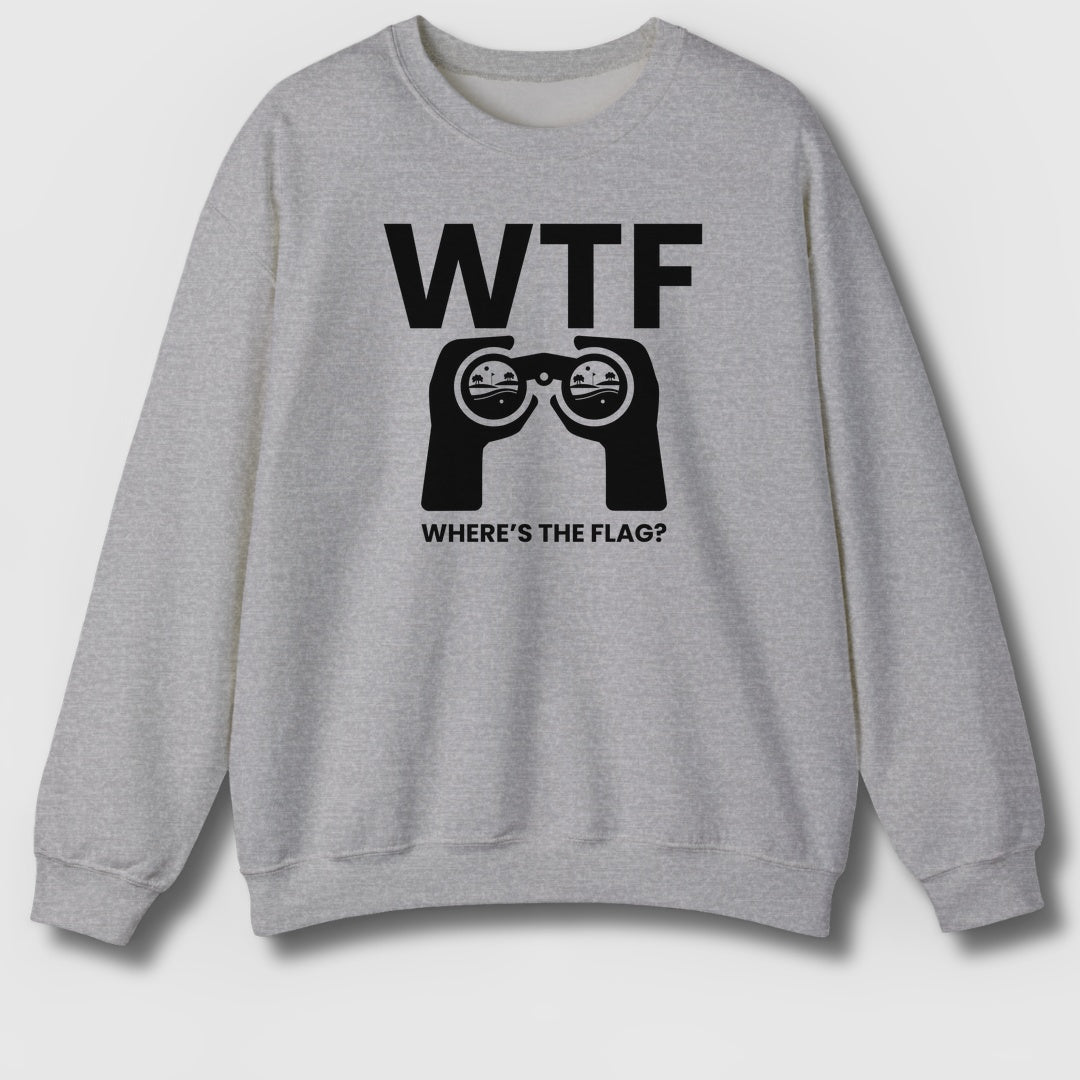 WTF - Where's the Flag - Adult Golf Sweatshirt in Sport Grey
