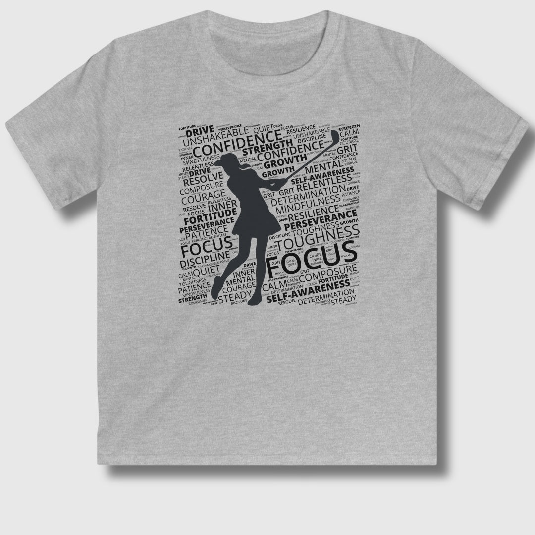 Unleash Your Mental Game (Female) - Youth Golf T-Shirt in Sport Grey
