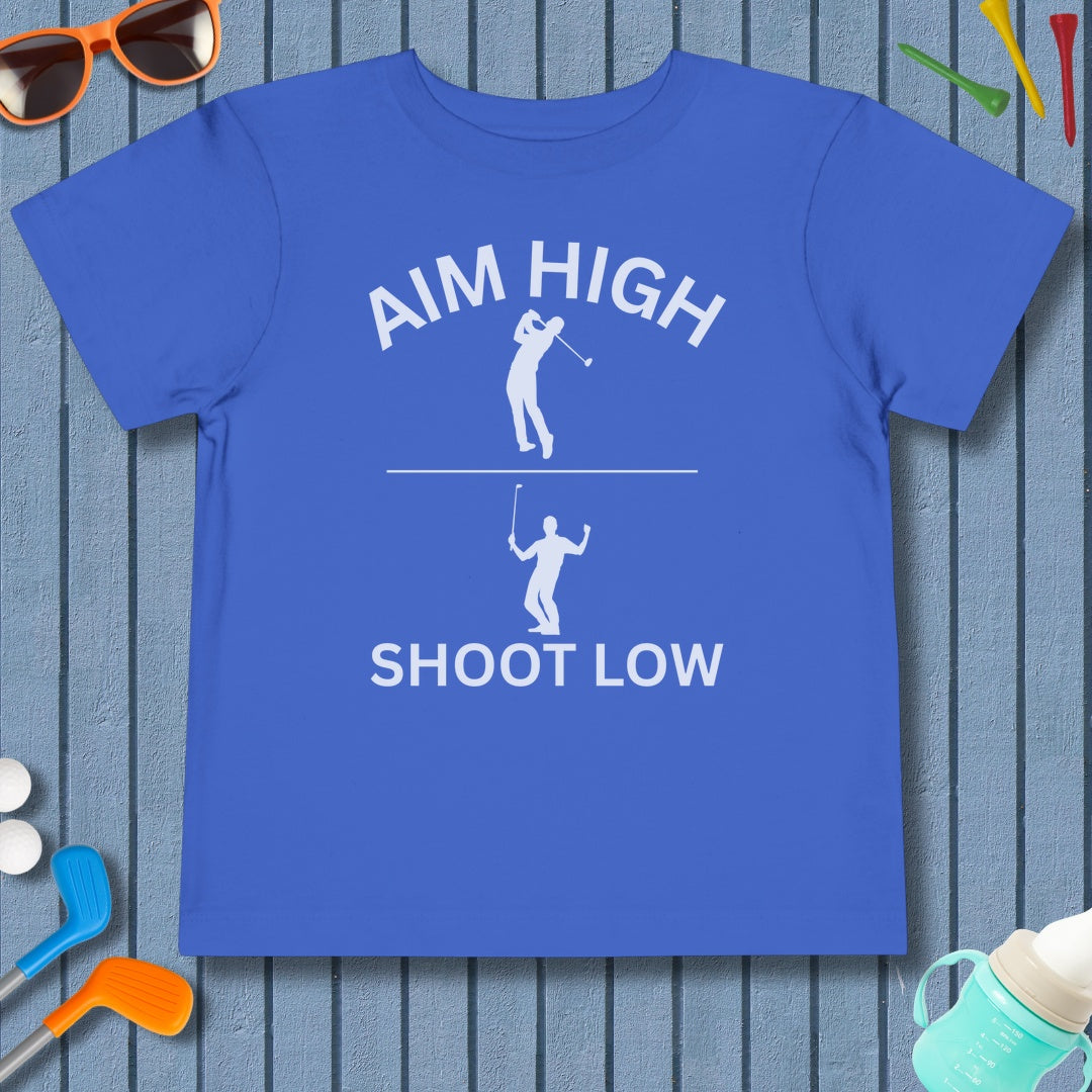 Aim High - Shoot Low (Male) - Toddler Golf T-Shirt in True Royal