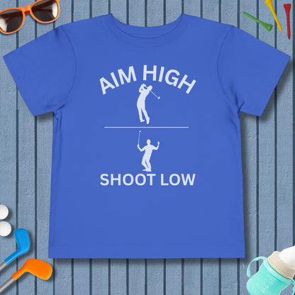 Aim High - Shoot Low (Male) - Toddler Golf T-Shirt in True Royal