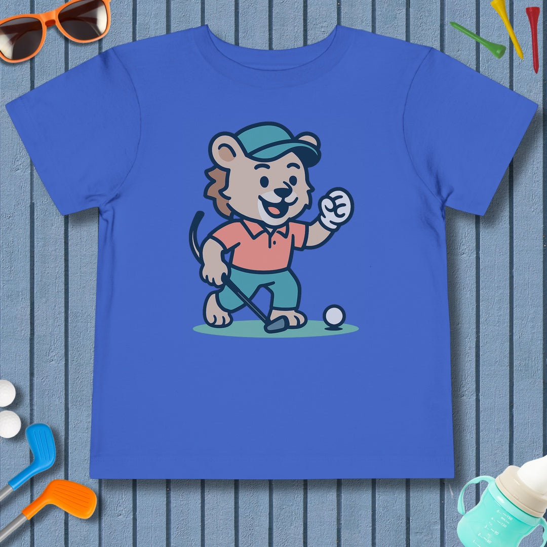 Fist Pumping Lion - Toddler Golf T-Shirt in True Royal