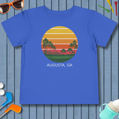 Retro Sunset - Augusta - Toddler Golf T-Shirt in True Royal