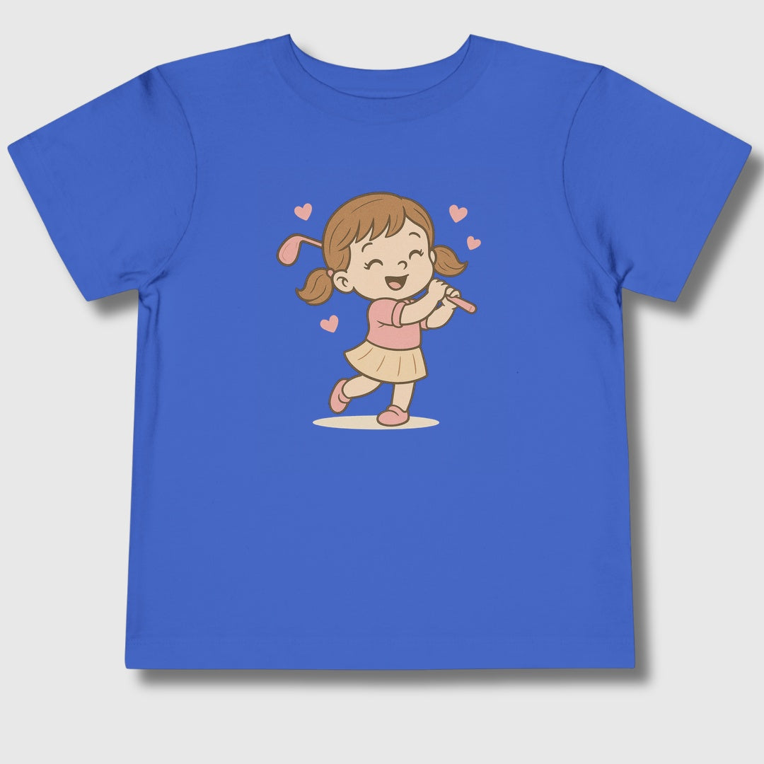 Happy Golfer Girl - Toddler Golf T-Shirt in True Royal