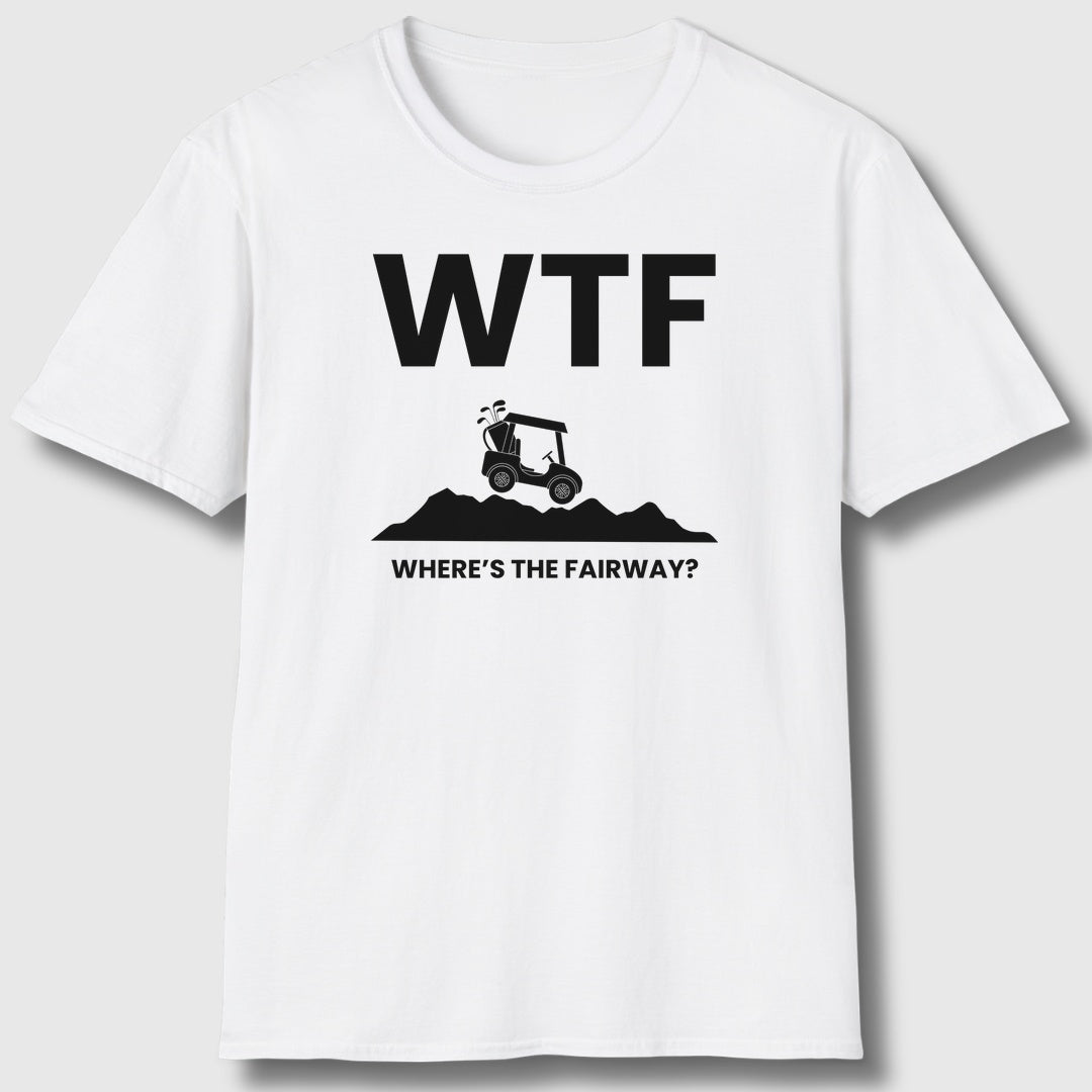 WTF - Where's the Fairway - Adult Golf T-Shirt in White