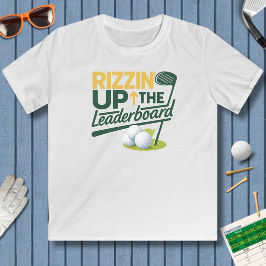 Rizzin' Up The Leaderboard - Youth Golf T-Shirt in White