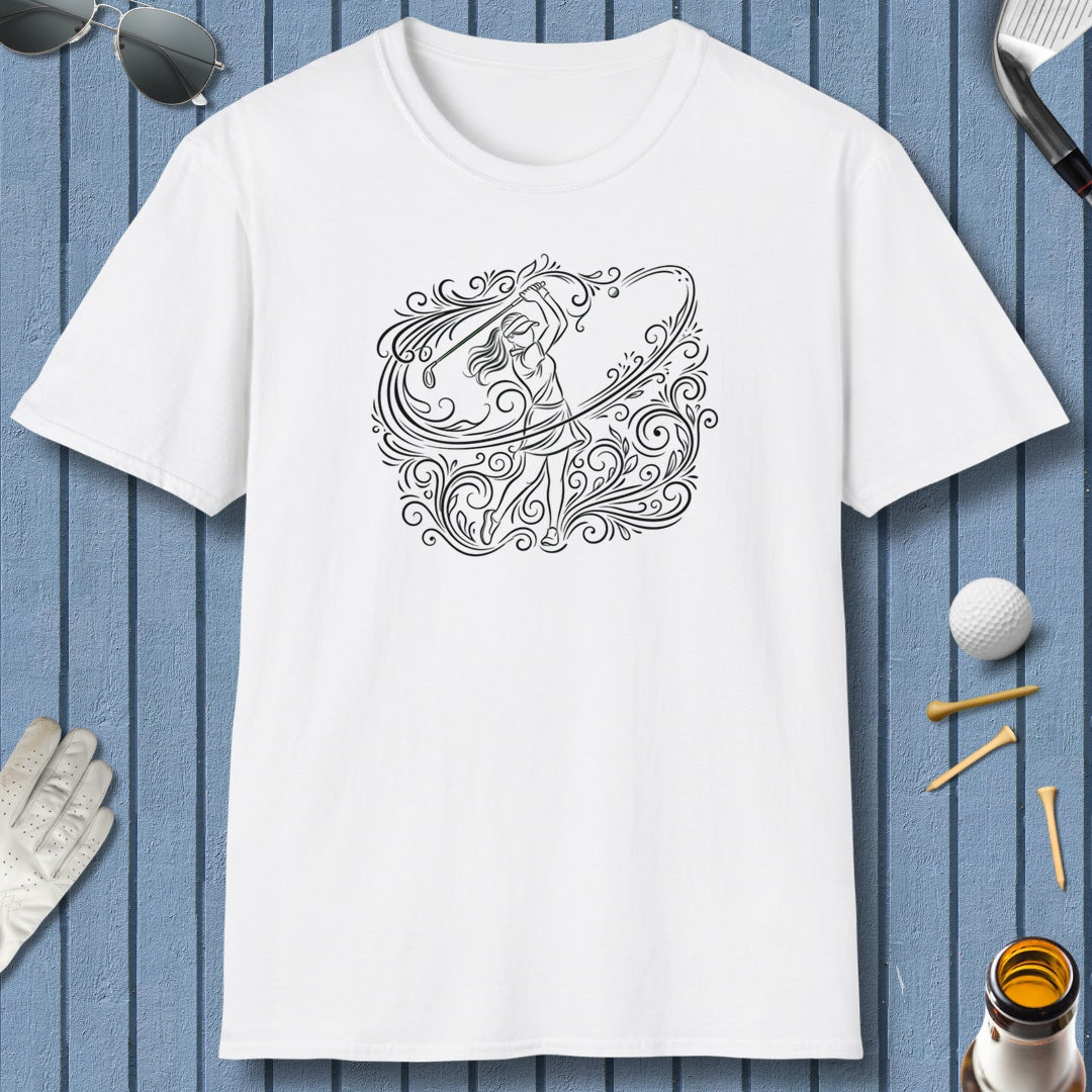 EVERY SWING TELLS A STORY - Women's Golf Vine Art - Adult Golf T-Shirt in White