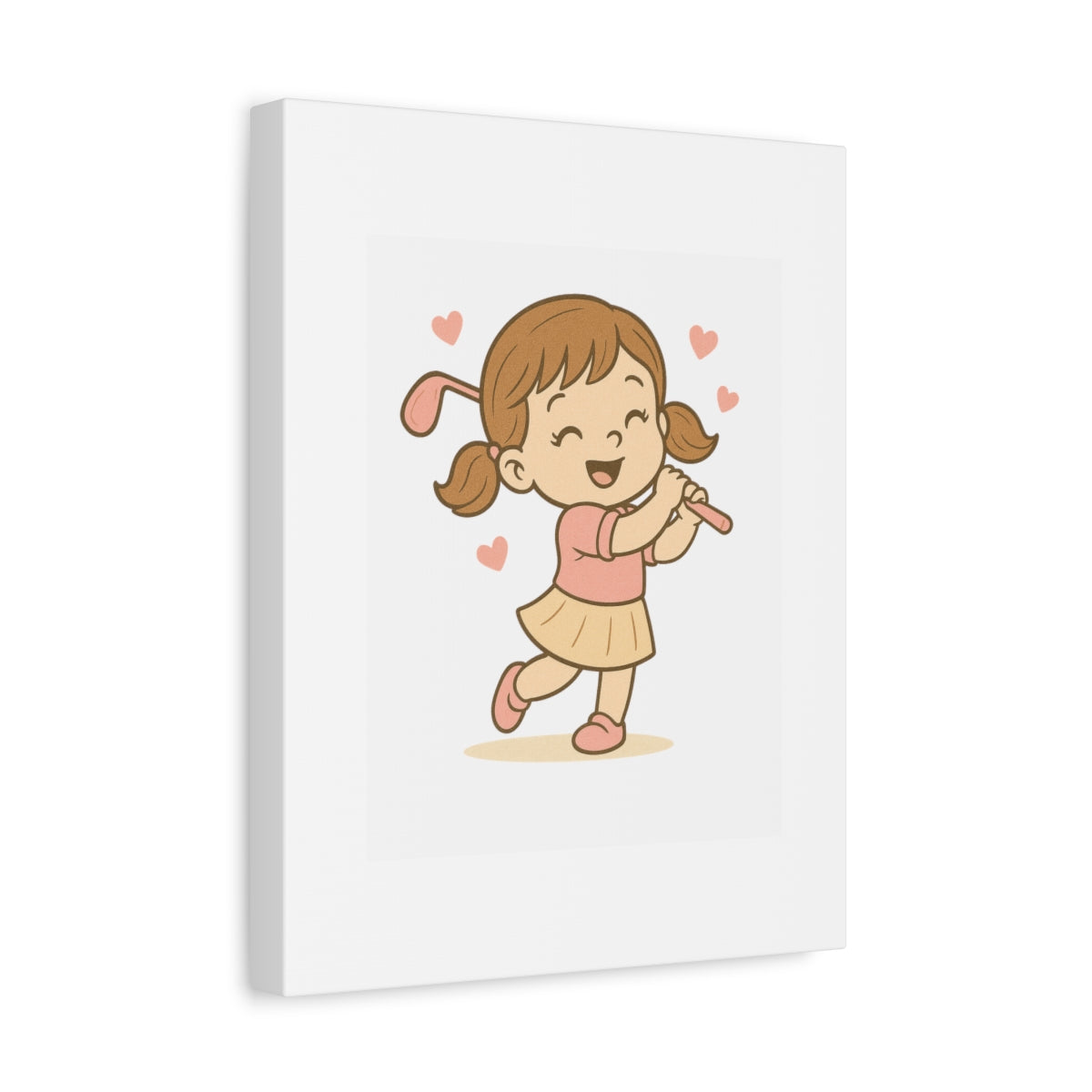 Happy Golfer Girl - Canvas Wall Art - White - 11×14 - front