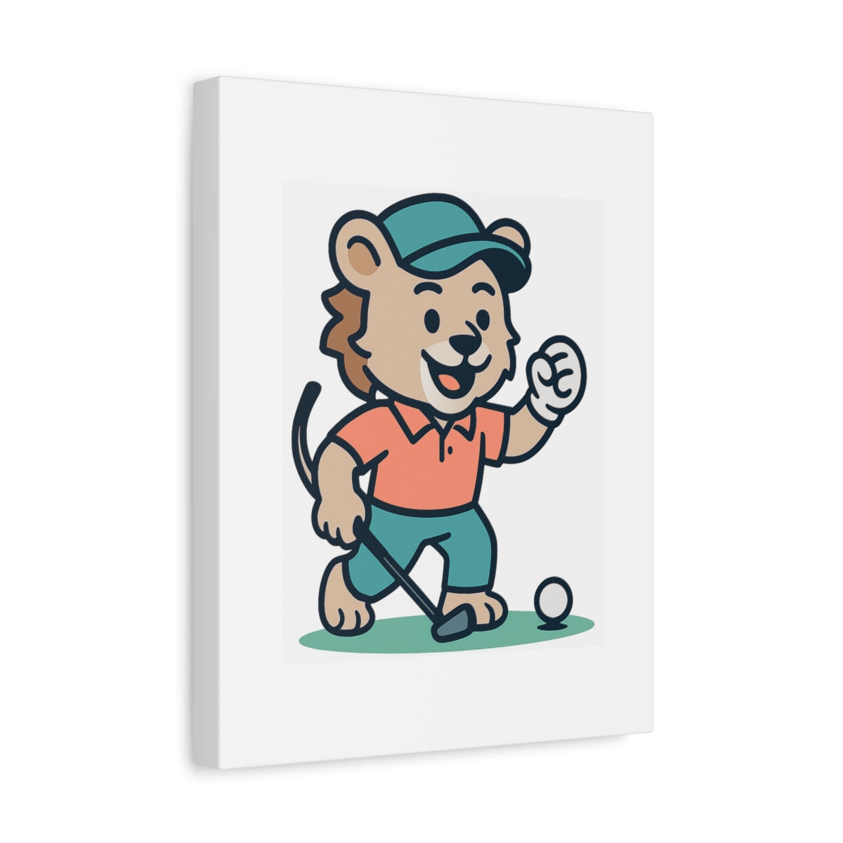 Fist Pumping Lion - Canvas Wall Art - White - 11×14 - front