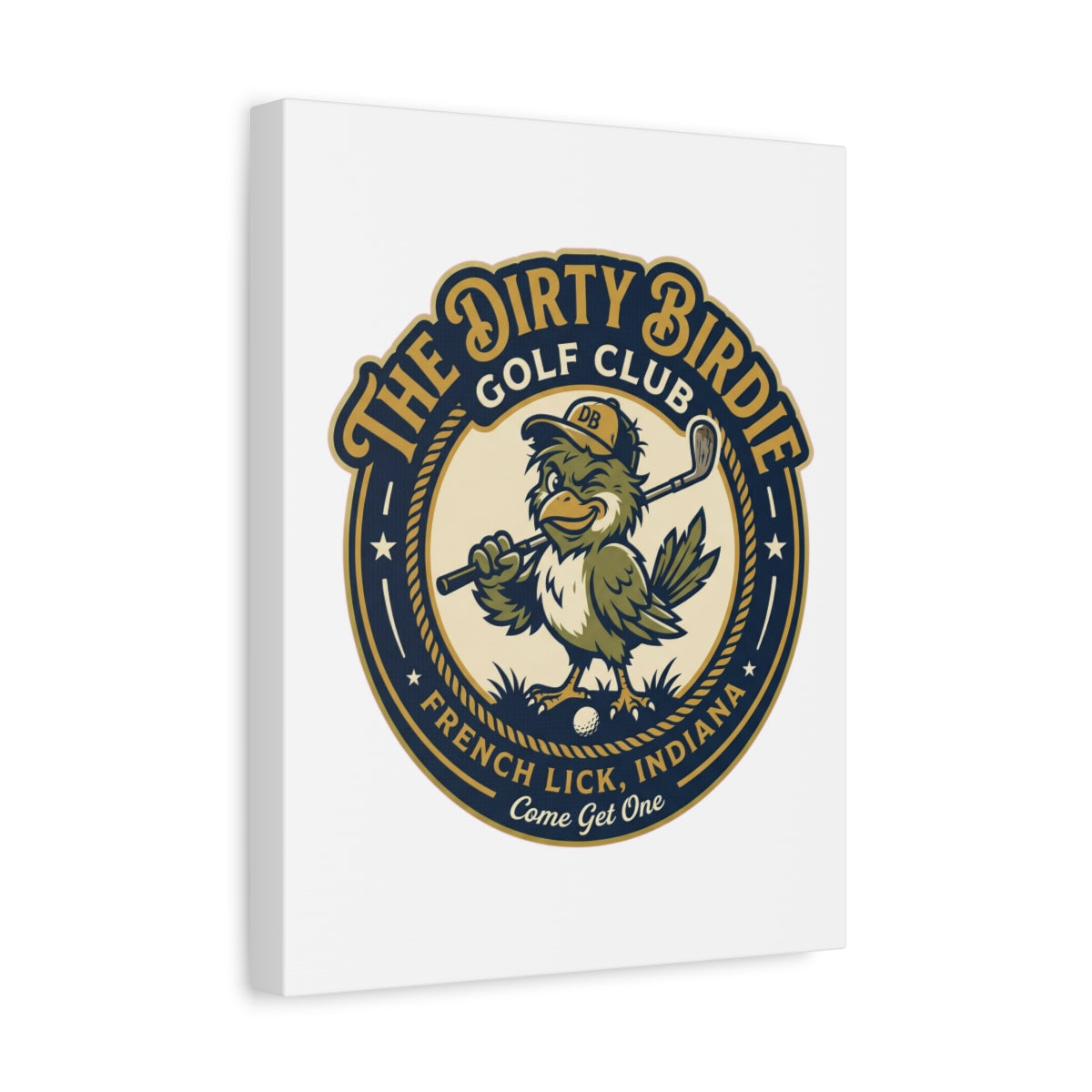 The Dirty Birdie Golf Club - French Lick, Indiana - Canvas Wall Art - White - 11×14 - front