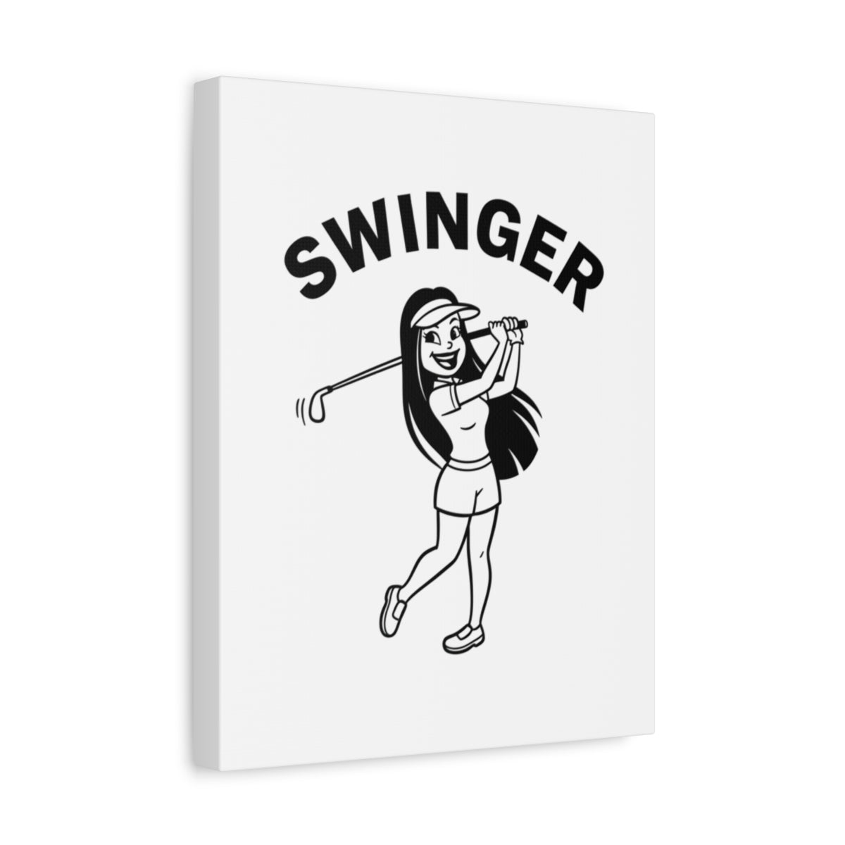 Retro Swinger Women's Golf T-Shirt - Canvas Wall Art - White - 11×14 - front