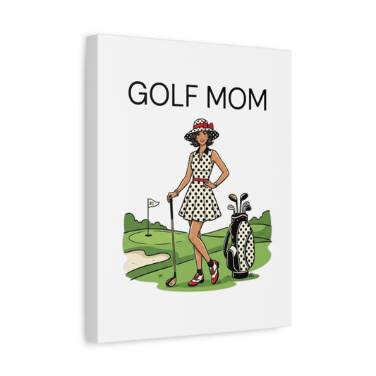 FASHIONABLE GOLF MOM, Polka Dot Dress Tee - Canvas Wall Art - White - 11×14 - front