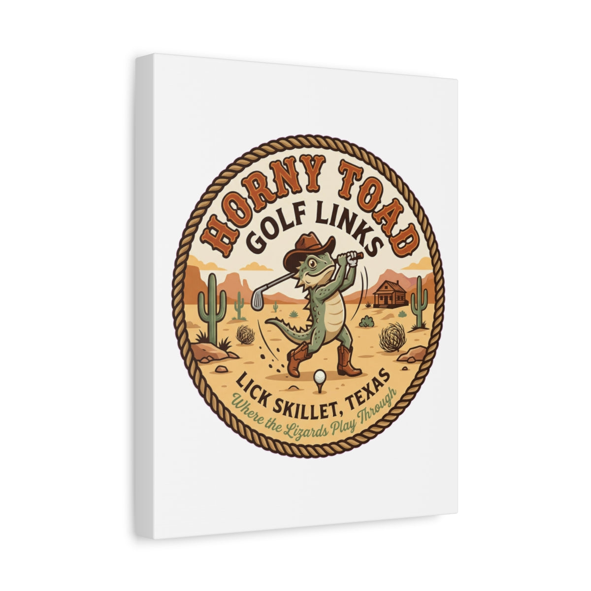 Horny Toad Golf Links - Lick Skillet, Texas - Canvas Wall Art - White - 11×14 - front