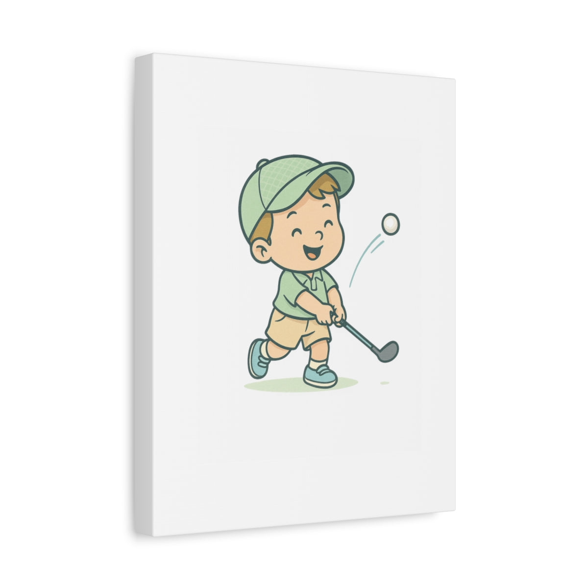 Happy Boy Golfer - Canvas Wall Art - White - 11×14 - front