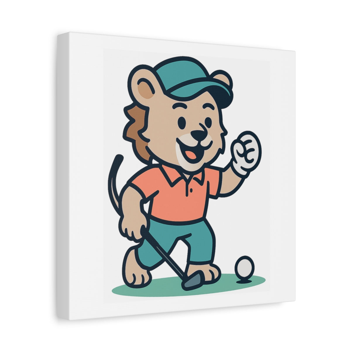 Fist Pumping Lion - Canvas Wall Art - White - 12×12 - front