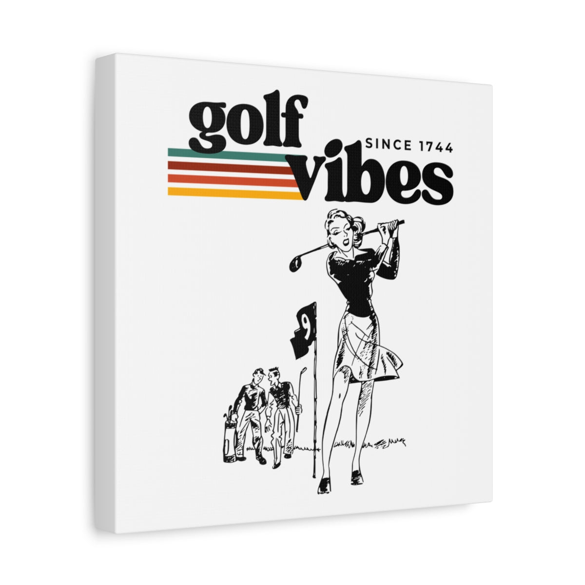 Golf Vibes Retro - Canvas Wall Art - White - 12×12 - front