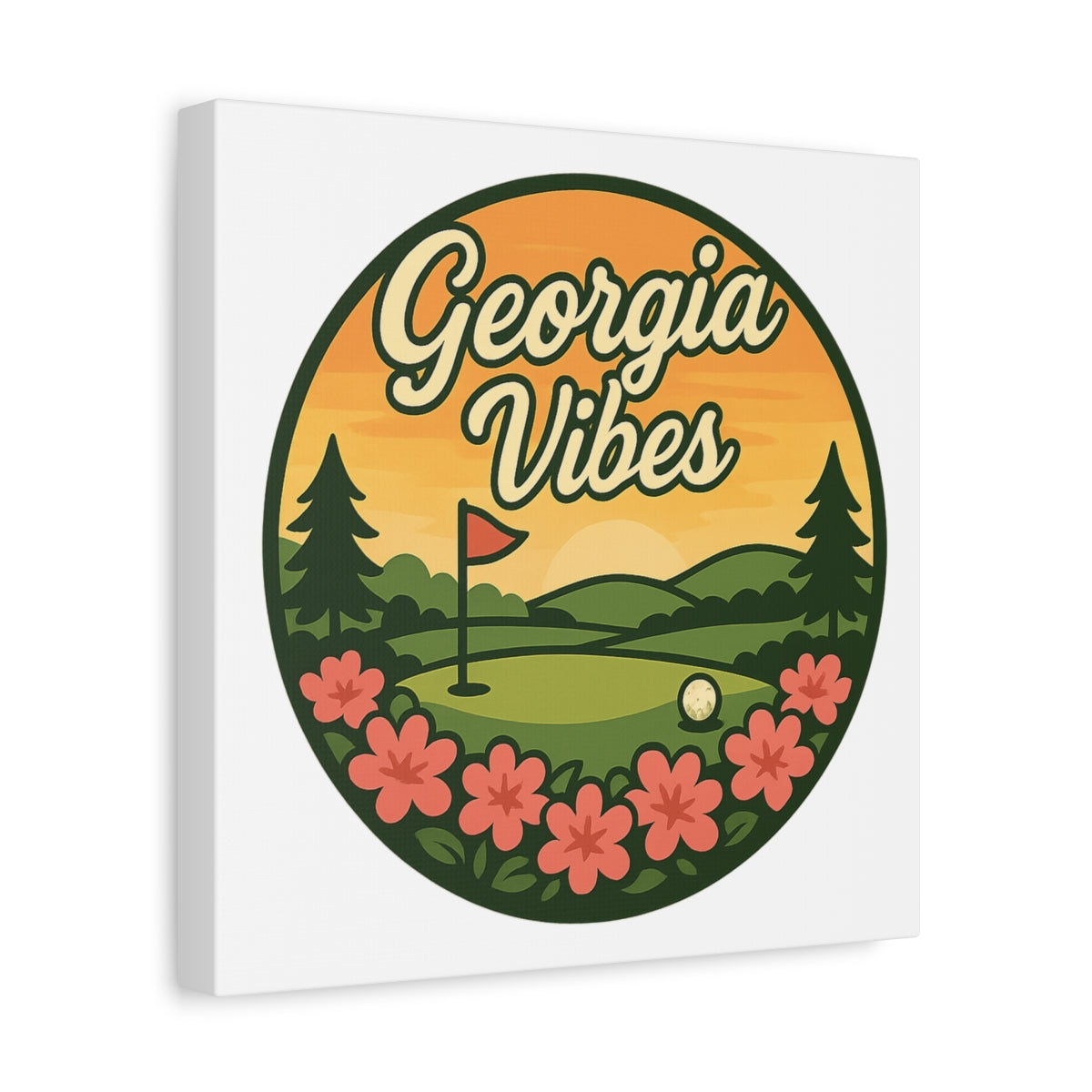 Golf Vibes - Georgia Azalea Edition - Canvas Wall Art - White - 12×12 - front