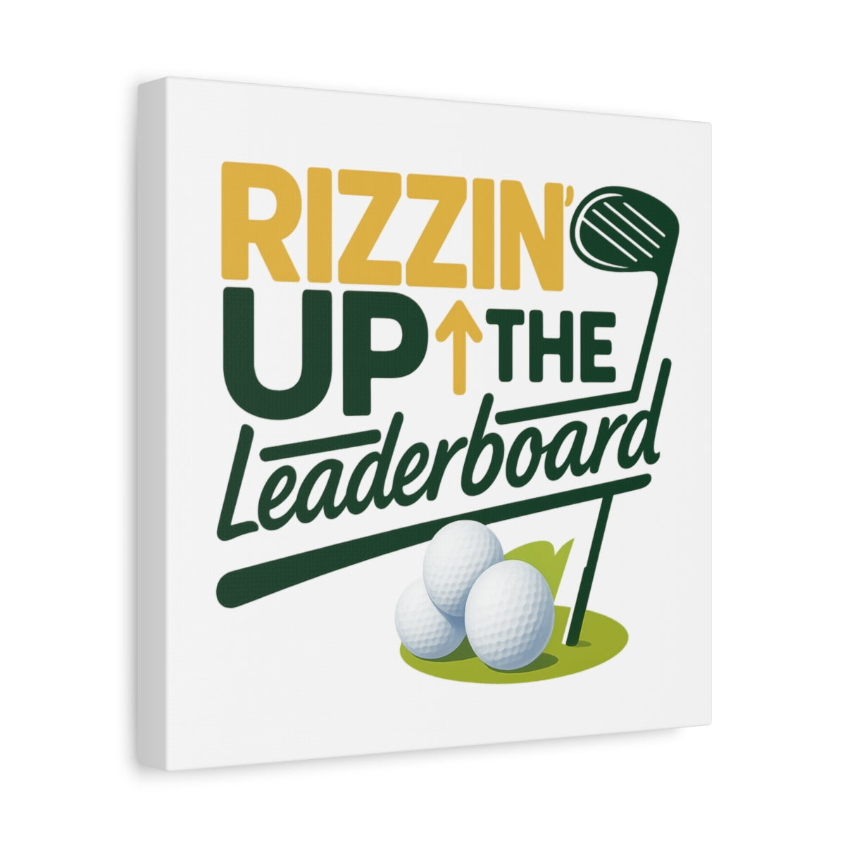 Rizzin' Up The Leaderboard - Canvas Wall Art - White - 12×12 - front