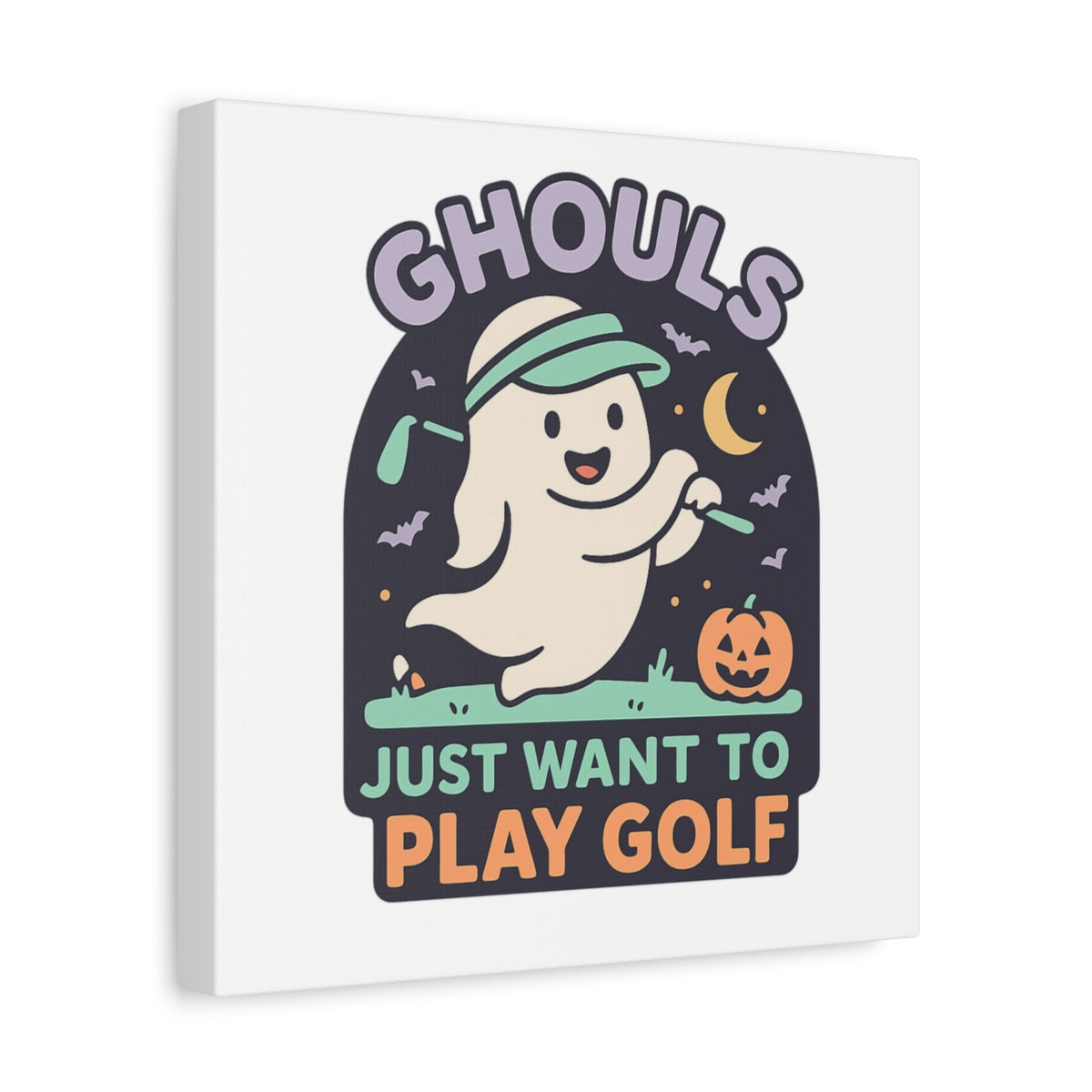 Ghouls Just Wanna Play Golf - Canvas Wall Art - White - 12×12 - front