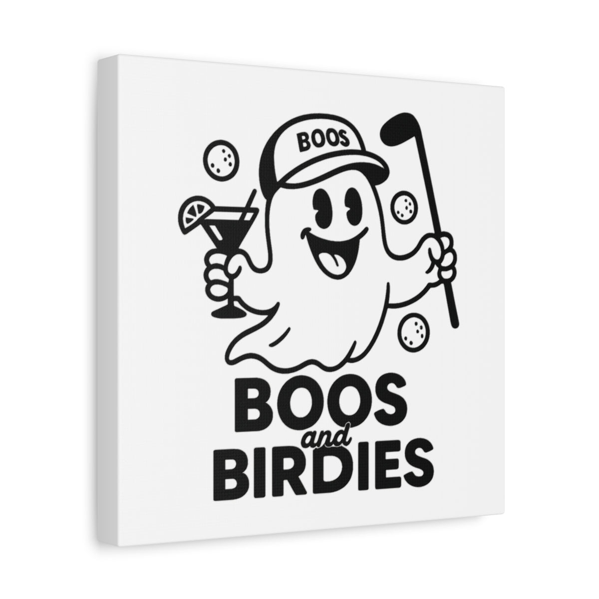 Boos and Birdies - Canvas Wall Art - White - 12×12 - front