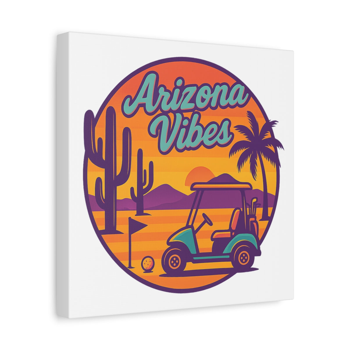 Golf Vibes - Arizona - Desert Edition Golf Destination - Canvas Wall Art - White - 12×12 - front