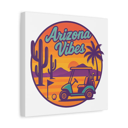 Golf Vibes - Arizona - Desert Edition Golf Destination - Canvas Wall Art - White - 12×12 - front
