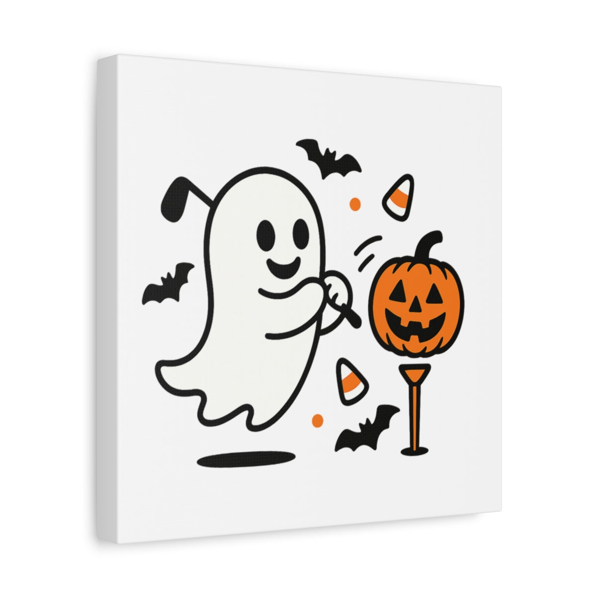 Ghost Tee Off - Canvas Wall Art - White - 12×12 - front