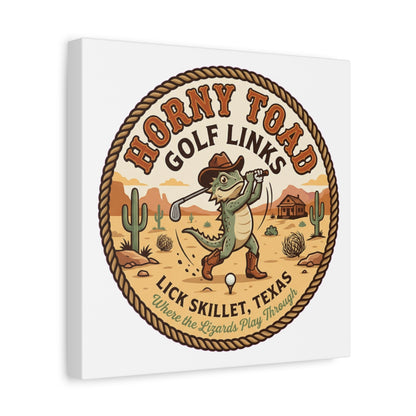 Horny Toad Golf Links - Lick Skillet, Texas - Canvas Wall Art - White - 12×12 - front
