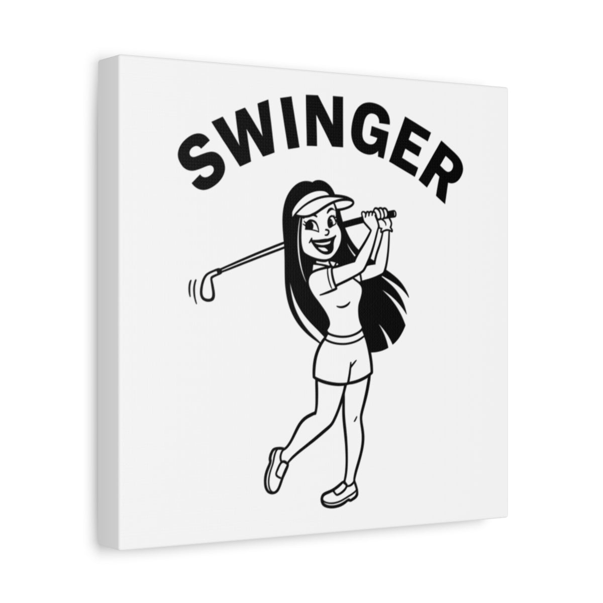 Retro Swinger Women's Golf T-Shirt - Canvas Wall Art - White - 12×12 - front