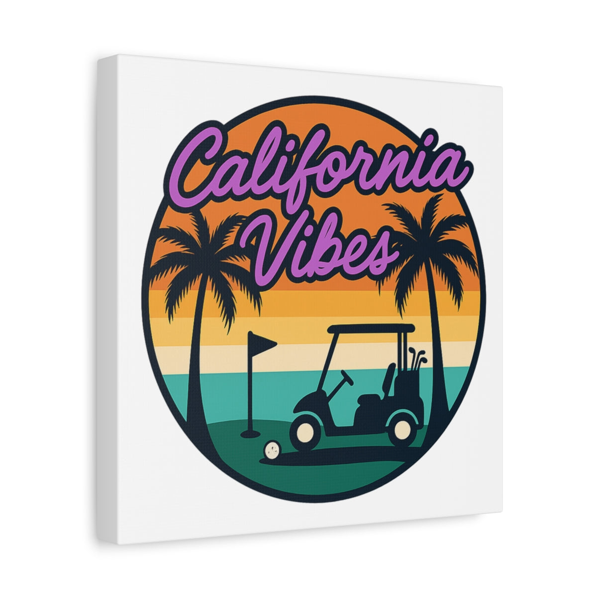 Golf Vibes - California Coast Edition - Canvas Wall Art - White - 12×12 - front