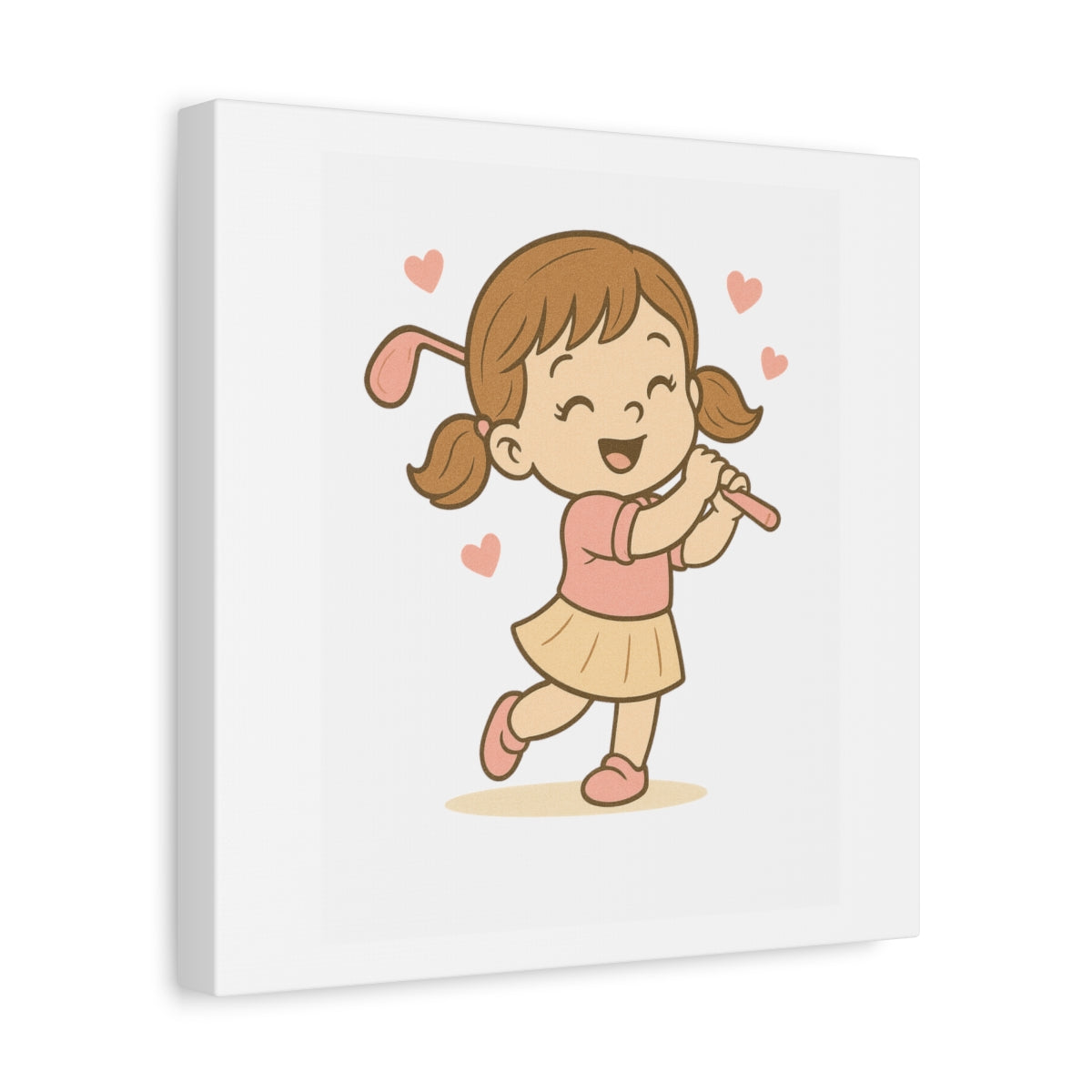 Happy Golfer Girl - Canvas Wall Art - White - 12×12 - front