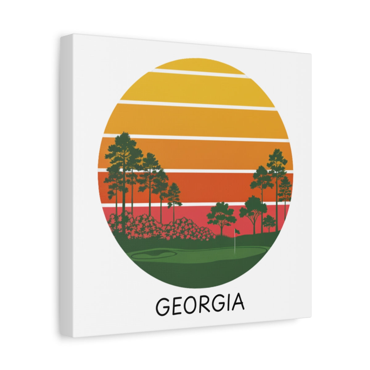 Retro Sunset - Georgia - Canvas Wall Art - White - 12×12 - front
