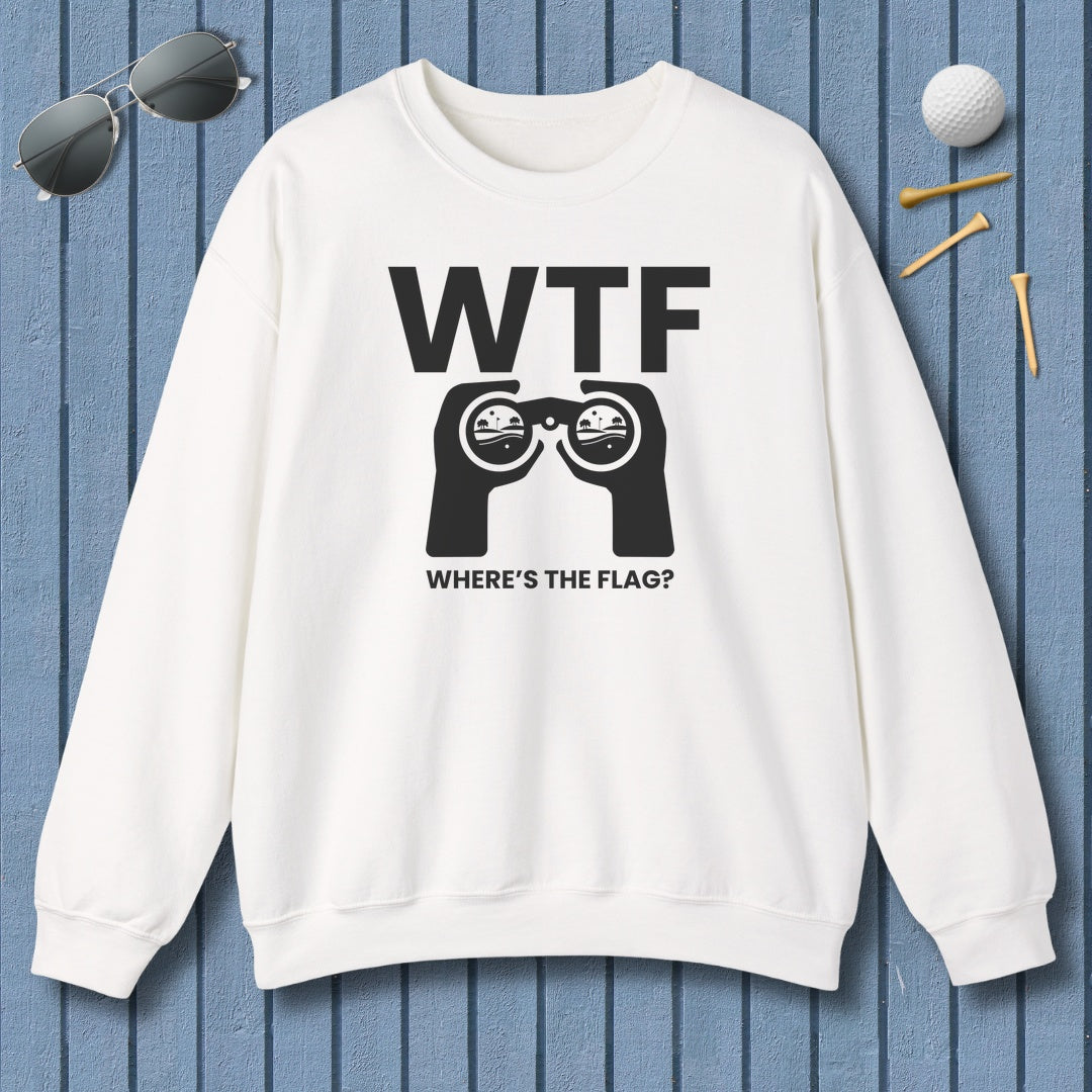 WTF - Where's the Flag - Adult Golf Sweatshirt in White