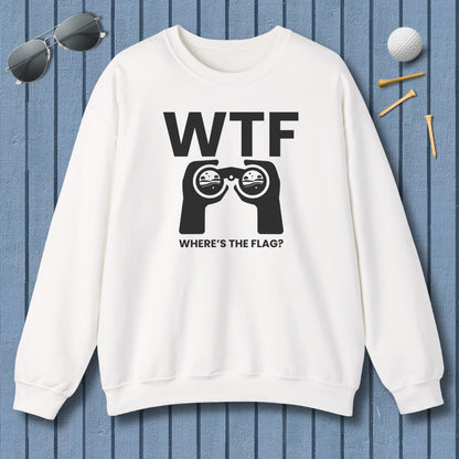 WTF - Where's the Flag - Adult Golf Sweatshirt in White