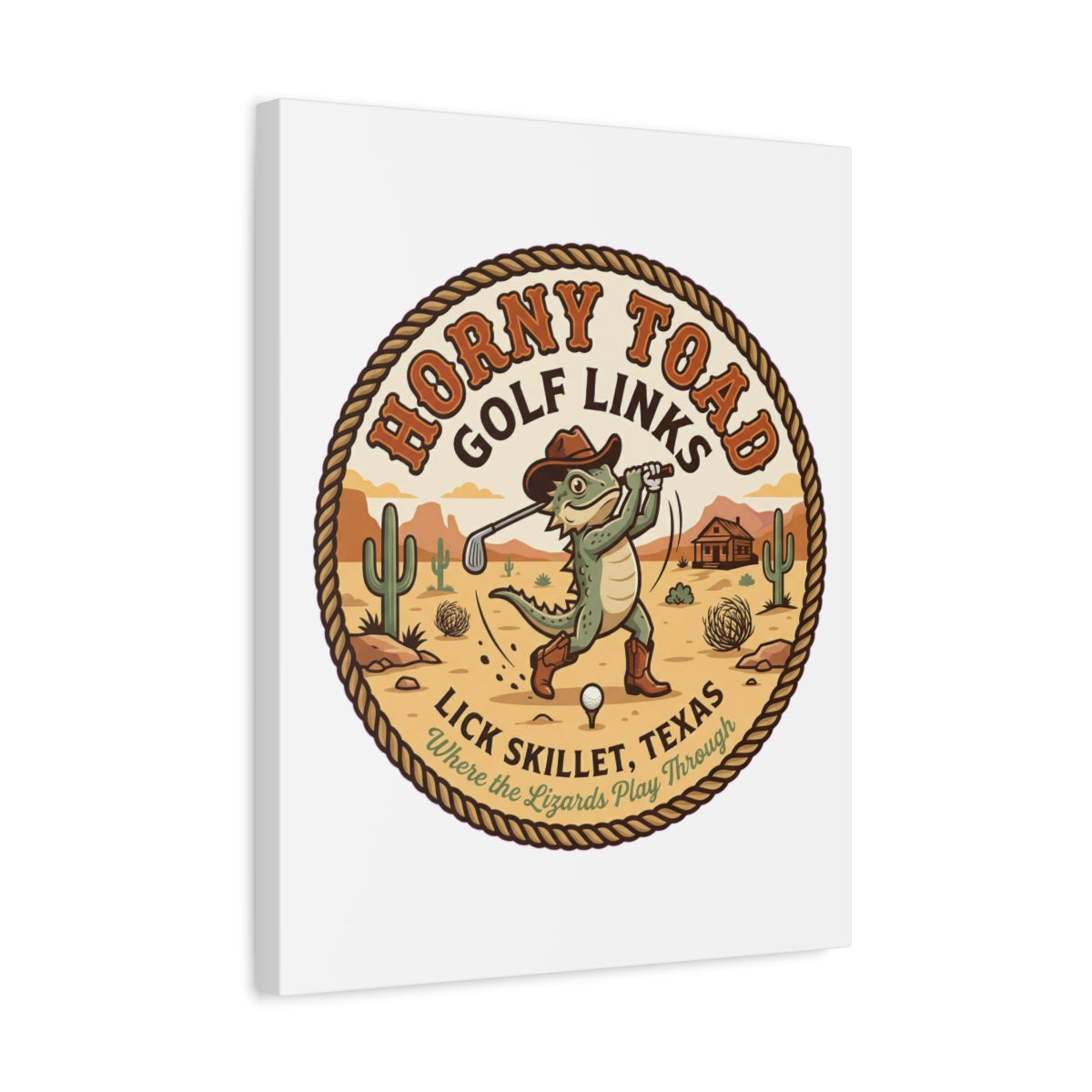 Horny Toad Golf Links - Lick Skillet, Texas - Canvas Wall Art - White - 16×20 - front