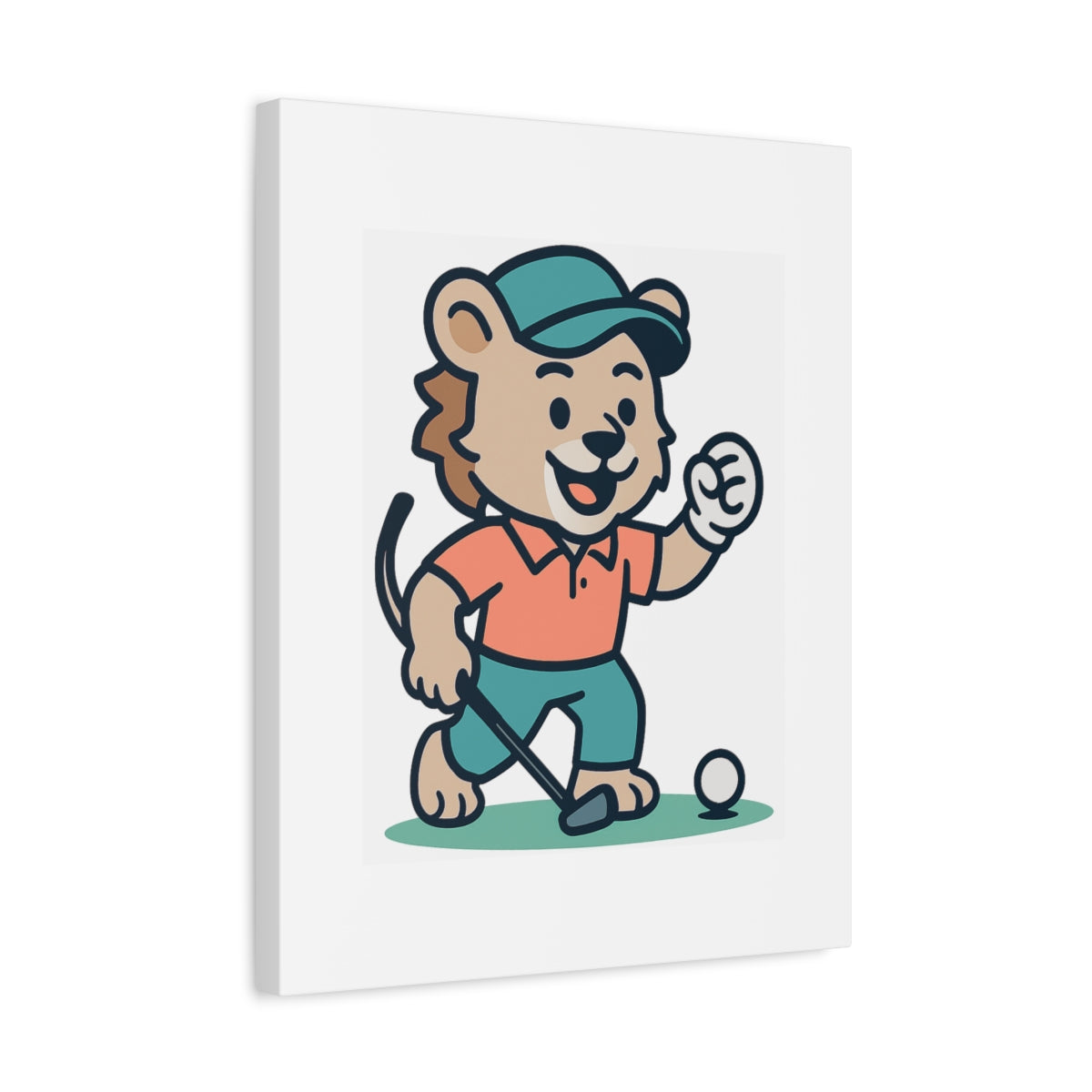 Fist Pumping Lion - Canvas Wall Art - White - 16×20 - front