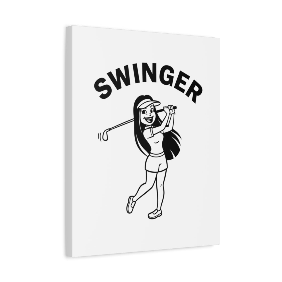 Retro Swinger Women's Golf T-Shirt - Canvas Wall Art - White - 16×20 - front