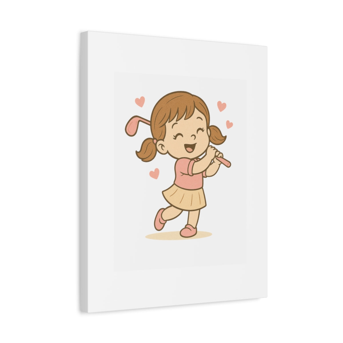 Happy Golfer Girl - Canvas Wall Art - White - 16×20 - front