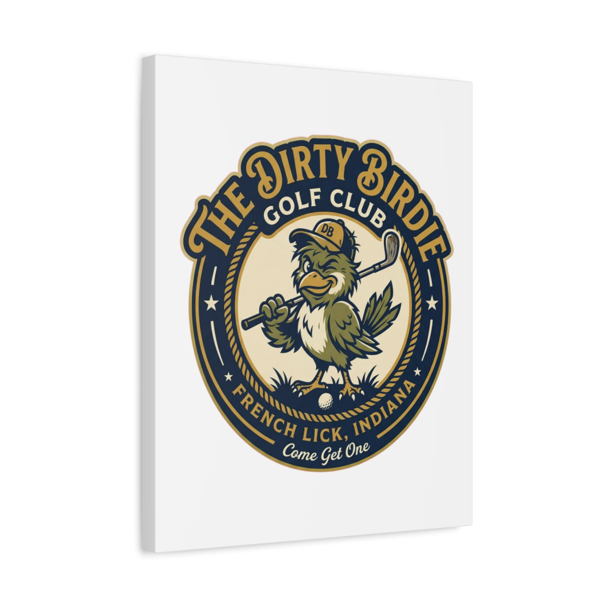 The Dirty Birdie Golf Club - French Lick, Indiana - Canvas Wall Art - White - 16×20 - front