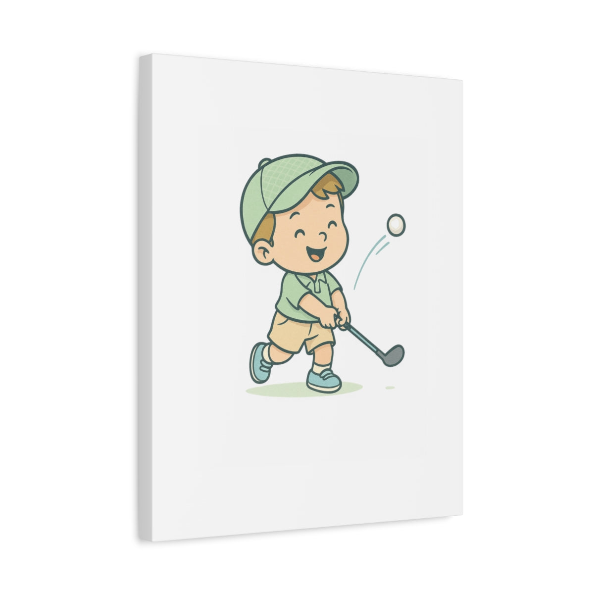Happy Boy Golfer - Canvas Wall Art - White - 16×20 - front
